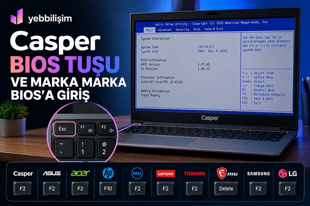 Casper BIOS Tuşu ve Marka Marka BIOS'a Giriş